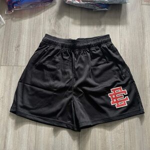 Small Black eric emanuel shorts red logo